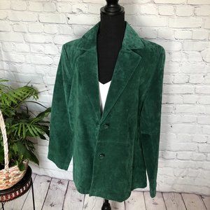 SIENNA Leather Suede Jacket Blazer Green NWOT 14